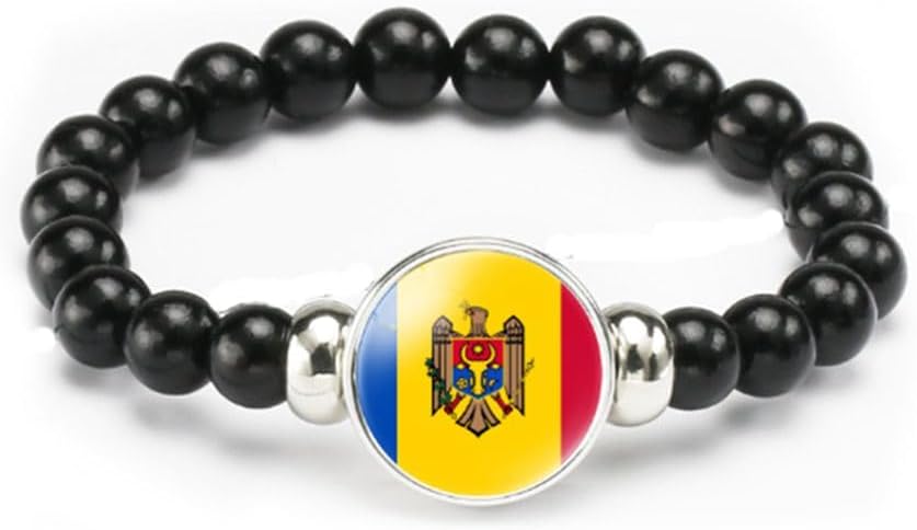 vmcoatdu National Flag Bracelet Elastic Rope Beaded Bracelet Support Your Country Travel Souvenir Gifts for Men Women