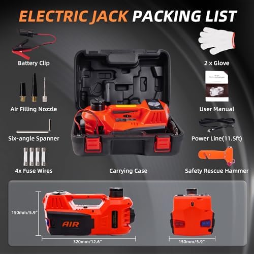 STANDTALL Electric Car Jack 5 Ton 12V Hydraulic Jack, Built-in Inflator