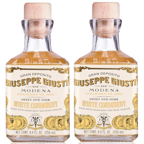 Giusti White Balsamic Vinegar Dressing – Condiment for Cooking and Finishing Dishes such as Salads, Vegetables, or Fish. Made in Italy with Balsamic Vinegar of Modena – 8.45 fl oz (250 ml) - Pack of 1