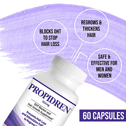 Propidren DHT Blocker & Hair Growth Pills To Stop Hair Loss and Regrow Hair | Hair Vitamins for Men & Women, Regrowth, DHT Blocking, Thinning Hair
