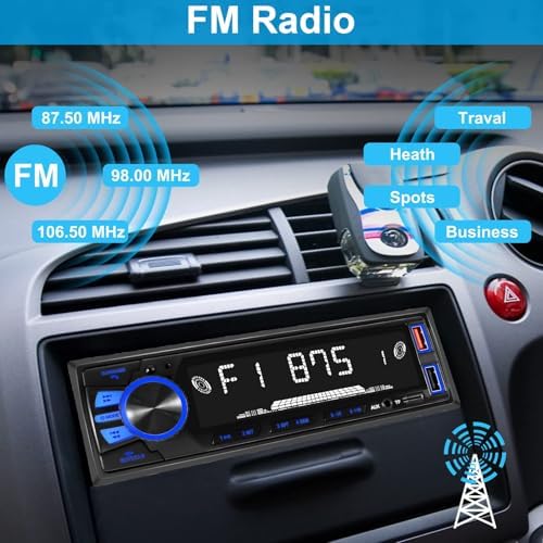 REAKOSOUND Car Radio Bluetooth Single DIN Stereo - FM, USB, AUX, APP, No CD