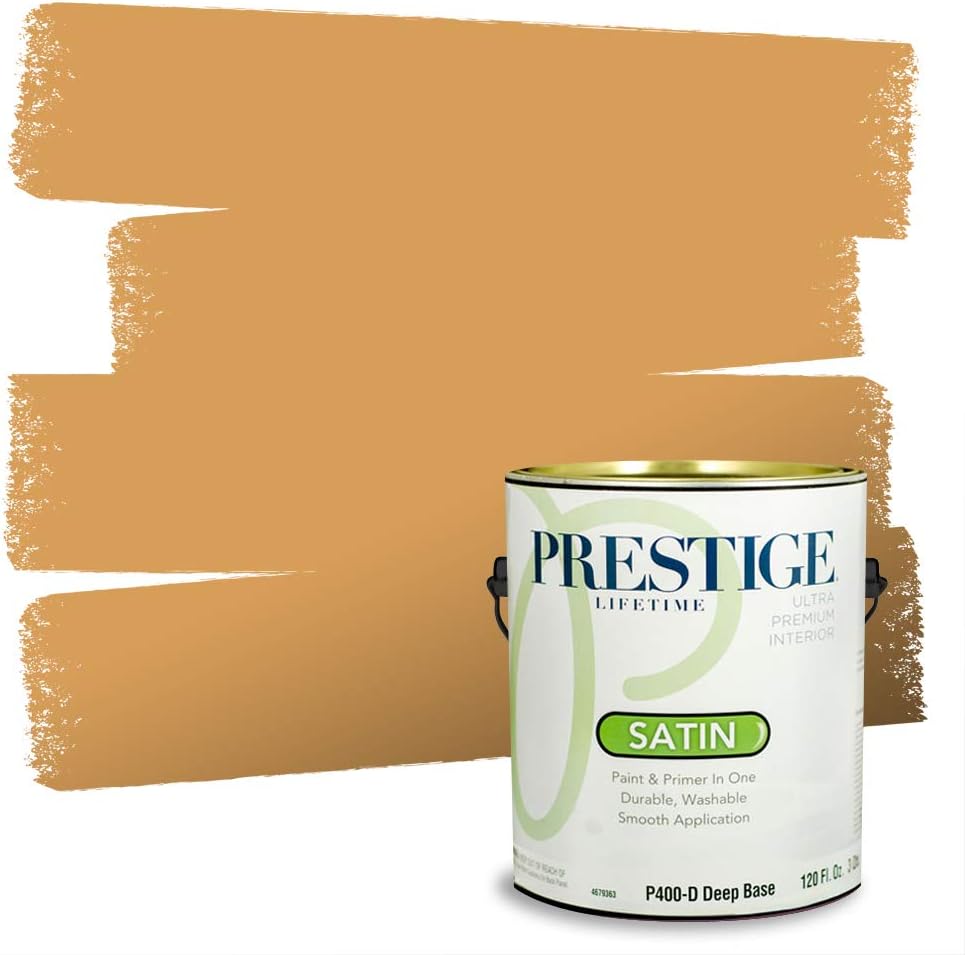 PRESTIGE Paints Exterior Paint and Primer In One, 1-Gallon, Satin, Comparable Match of Sherwin Williams* Cachet Cream*