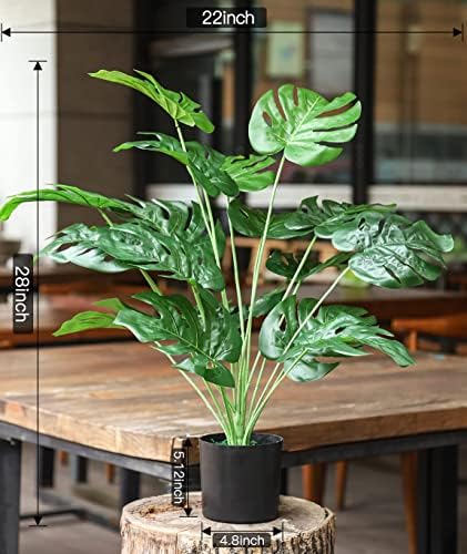 Toopify 28" Fake Plants, Artificial Monstera in Black Pot for Office Decor