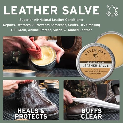 Leather Salve | Leather Cleaner & Conditioner | All-Natural Balm for Furniture, Boots, Jackets, Shoes & Bag