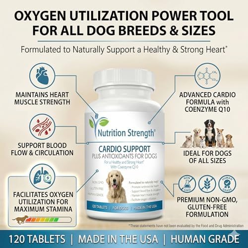 Cardio Support for Dogs Plus Antioxidant, L-Carnitine, L-Taurine, with Coenzyme Q10 and Vitamin E, Promotes a Healthy and Strong Dog Heart