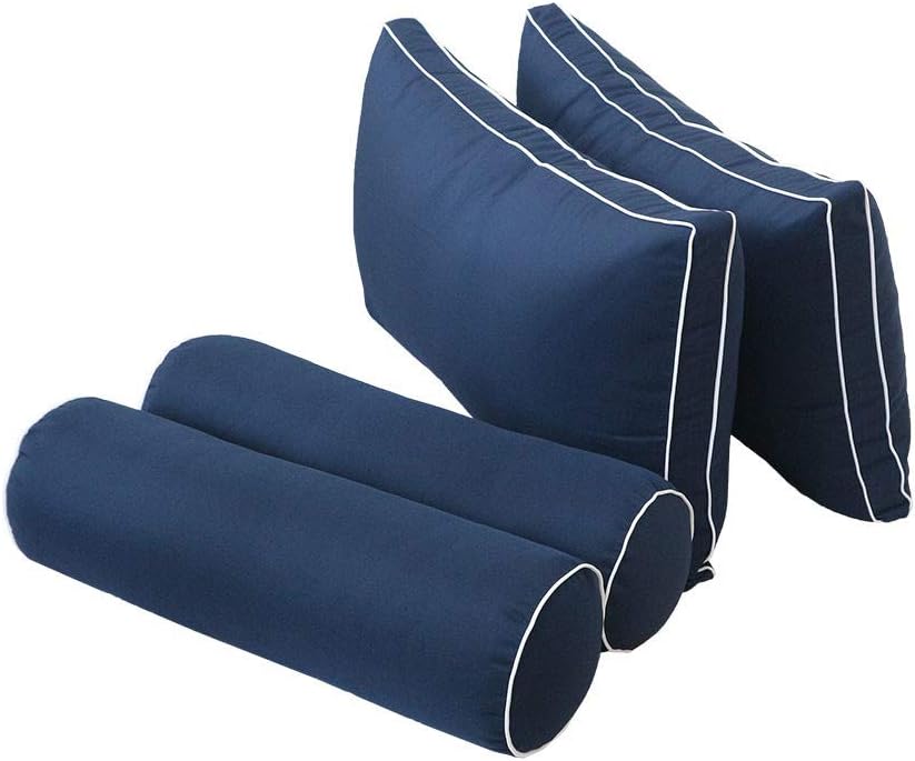 Prolinemax Style 2 - Mattress & Pillow Bolster Cushion for Outdoor Indoor Daybed Porch Swing Bed Contrast Pipe Crib Size AD101 | Covers ONLY |