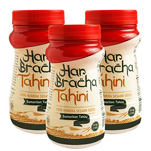 Har Bracha Tahini Paste (17.6 oz). 100% Natural, Vegan Friendly & Kosher Pure Ground Tahina Sauce. Raw Roasted Sesame Seeds for Oriental Dips