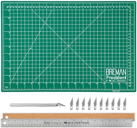 WA Portman Self-Healing Cutting Mat, Crafting Knife, 36'' Metal Ruler Set | This set includes 24x36 Inch Sewing Cutting Mat, 10pc #11 Blades, Exacto Knife Set, & 36 Inch Cork Backed Metal Ruler Set