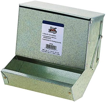 Pet Lodge® Steel Small Animal Feeder with Lid and Sifter Bottom | Cage Rabbit Feeder | Holds Several Days Worth of Food | 5 Inch