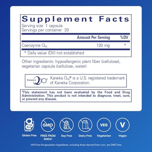 Pure Encapsulations CoQ10 120 mg - Coenzyme Q10 Supplement for Heart Health, Energy, Antioxidants, Brain & Memory Health - Cellular Health, Cognition & Cardiovascular Support* - 120 Capsules | Coenzyme Q10 Supplement for Heart Health, Energy, Antioxidant…