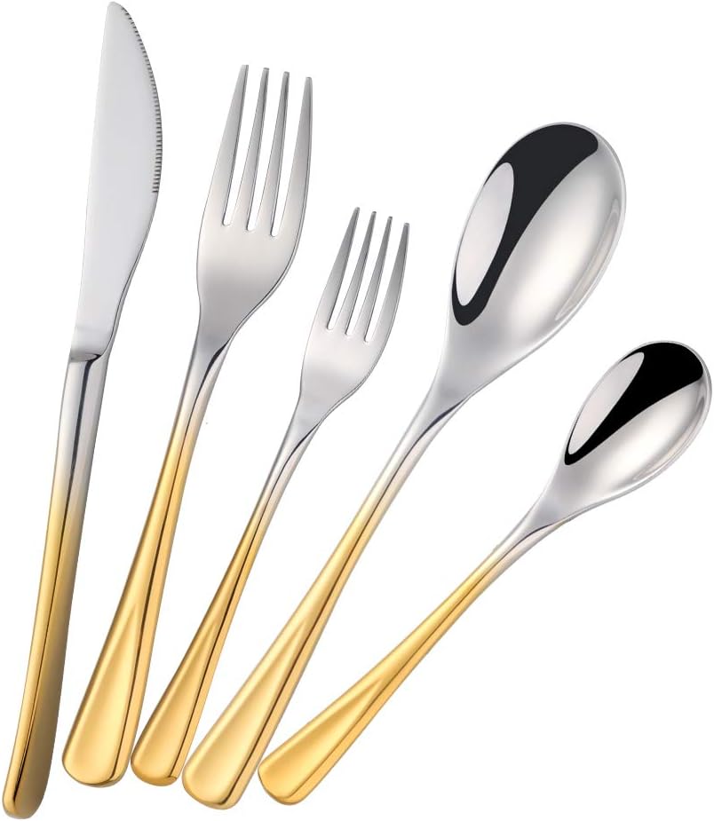 Silverware Set Stainless Steel 20 Piece Flatware Set Kitchen Cutlery Heavyweigh Utensil Service for 4 Include Knife Fork Spoon, Mirror Finish