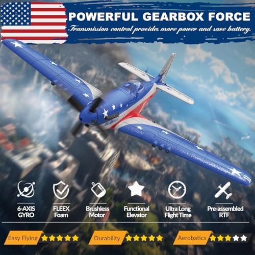 LEAMBE 4 Channel RC Plane, Ready to Fly Aerobatic Aircraft, Easy Control for Beginners, P51 Mustang RC Airplane Best Gift for Adults