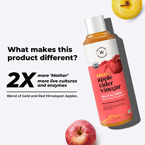 Wellbeing Nutrition Organic Apple Cider Vinegar - Raw, Unfiltered, Unpasteurized - 500ml..