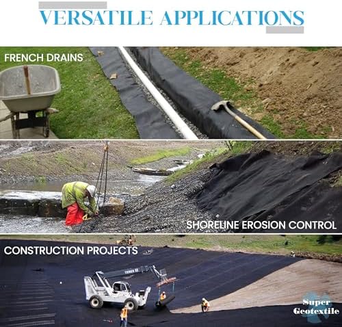 Super Geotextile 4, 6, 8 oz Non Woven Fabric for Landscaping, French Drains, Underlayment, Erosion Control, Construction Projects - 8 oz (4x100)