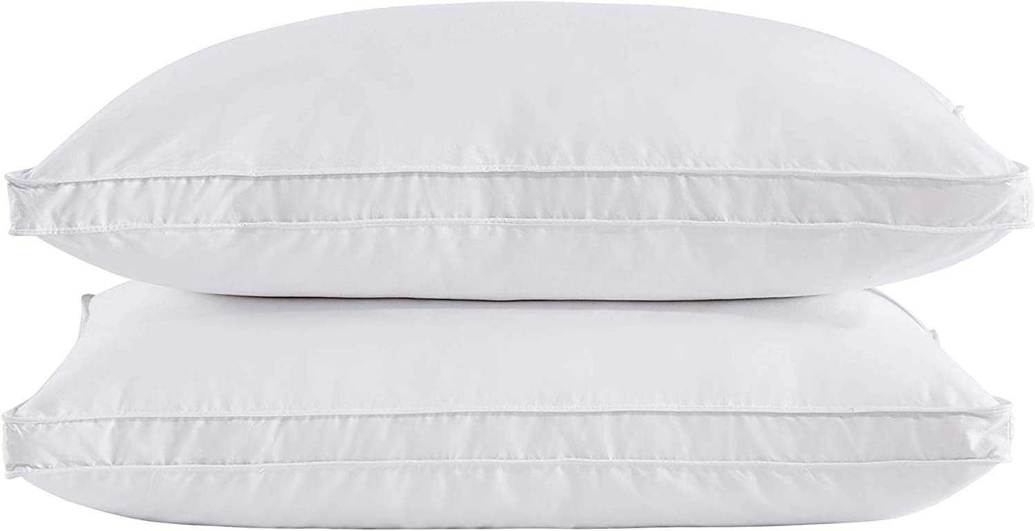 puredown® Goose Feathers and Down White Pillows with 100% Cotton Cover, Bed Sleeping Hotel Collection Pillows Set of 2, Standard Size