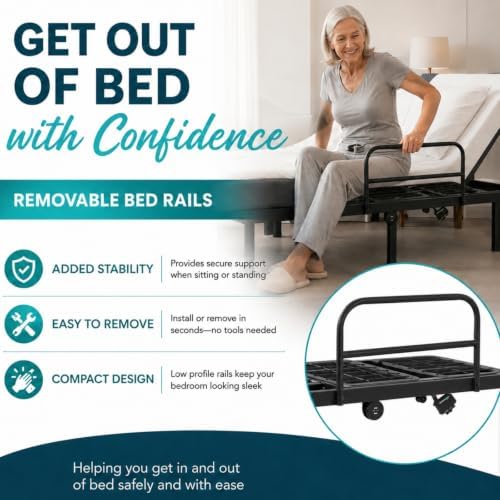 Vive Adjustable Bed Base Frame (Twin) - Electric Heavy Duty Metal Platform Bed Frame with Adjustable Base for Hospital Mattress - Remote for Head
