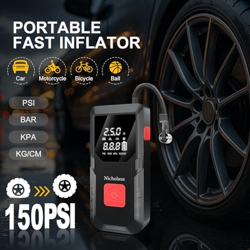 12 V Car 8000 mAh Battery Jump Starter 2800A with 150psI Air Compressor, Compact and Practical Edition QB08L Safe Smart
