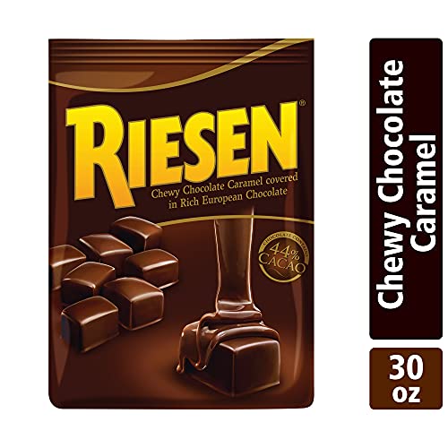 Riesen Dark Chocolate Covered Caramel Candies - Individually Wrapped Soft & Chewy Candy Pieces, 45% Cacao, European Dark Chocolate - 30 oz Bulk Bag (Pack of 1)
