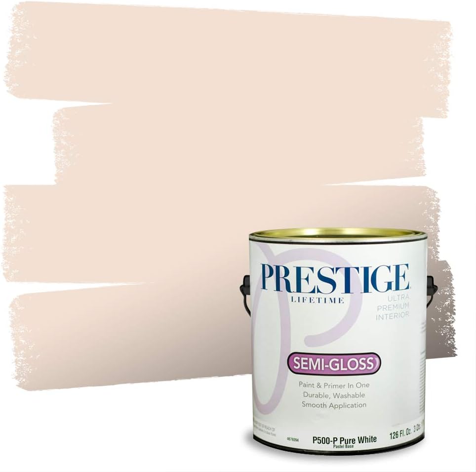PRESTIGE Paints Exterior Paint and Primer In One, 1-Gallon, Semi-Gloss, Comparable Match of Sherwin Williams* Captivating Cream*