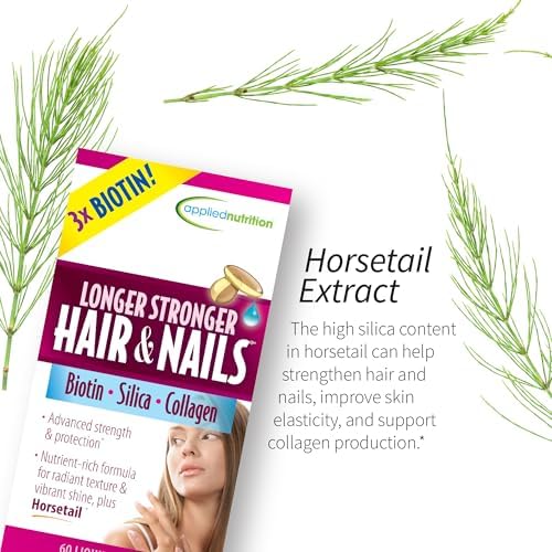 Applied Nutrition Longer Stronger Hair & Nails - 60 Liquid Soft-Gels, Pack of 6 - Biotin, Silica & Collagen - 180 Servings | Biotin | Silica & Collagen | Hair & Nail Support | 6 X 60 Softgels