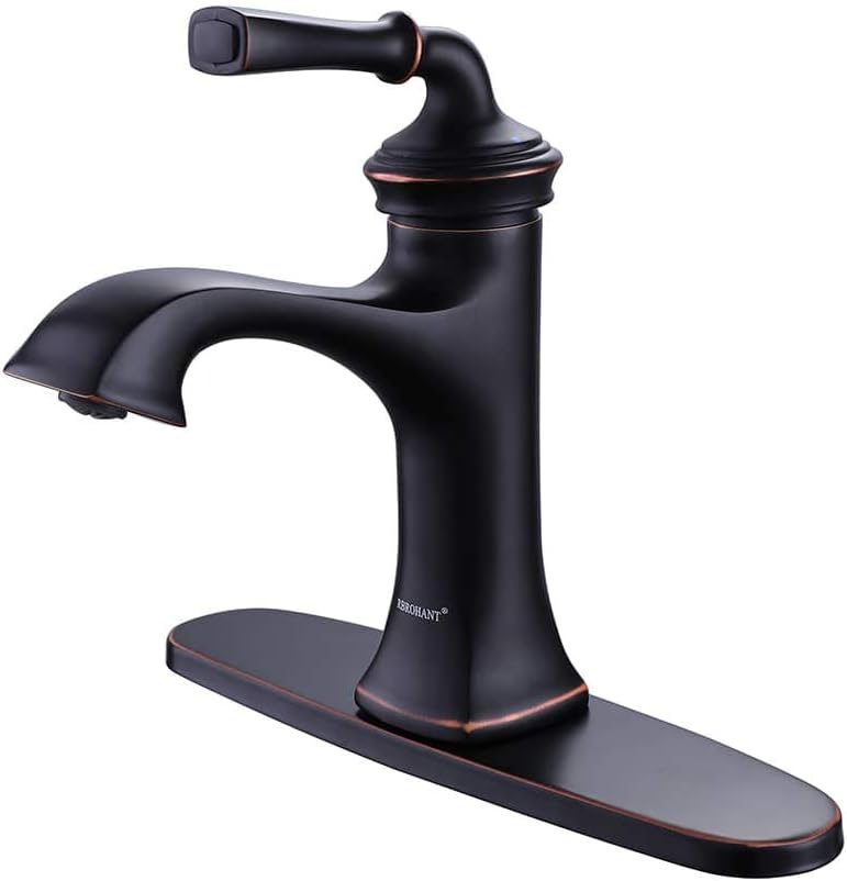 Bathroom Faucet Oil Rubbed Bronze Sink Vanity Faucets Single Handle Brass 8 Inch Lavatory Basin Mixer Taps for Restroom Fit 1 or 3 Hole (with Deck