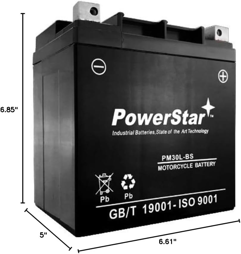 PowerStar Replacement for ETX30LA Group BTX30L AGM Ready-To-Ride Power Sport Battery 380 CCA