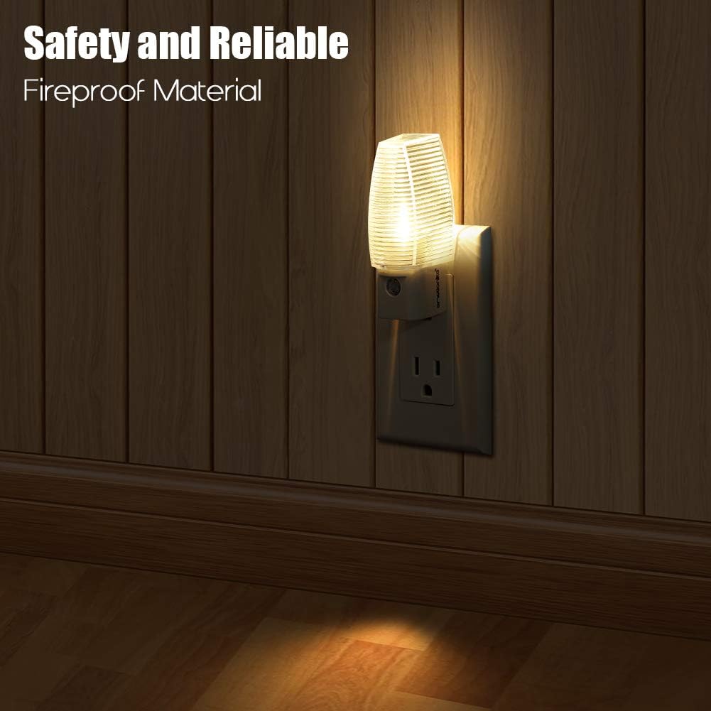 Emotionlite Plug-in Night Light, Dusk to Dawn Sensor, Warm White, 4 Pack | Warm white sensor night light, ideal for nursery, bedroom, bathroom, hallway, stairs & kitchen