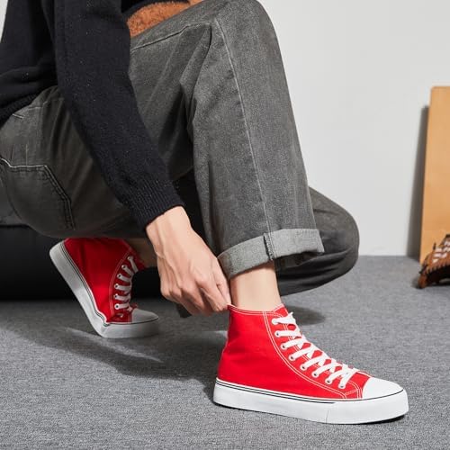yageyan Men’s High Top Canvas Sneakers Fashion Lace up Walking Shoes Casual Classic