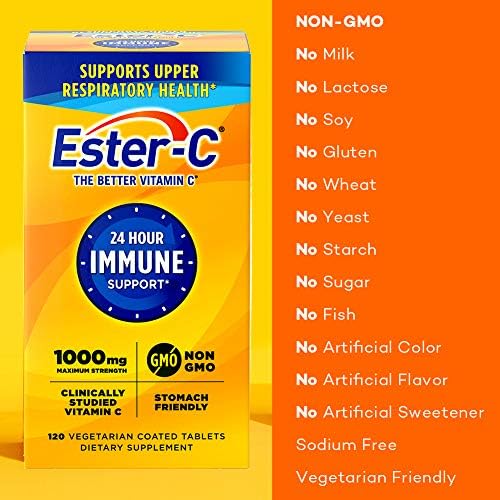 Ester-C Vitamin C, 1,000 mg, 60 Coated Tablets (Packaging May Vary)