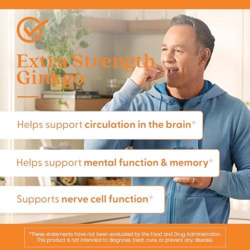 Doctor's Best Extra Strength Ginkgo Biloba Capsules 120 mg - Brain Supplement for Memory and Focus Support, Herbal Cognitive Health Support- 120 Count (Pack of 1)