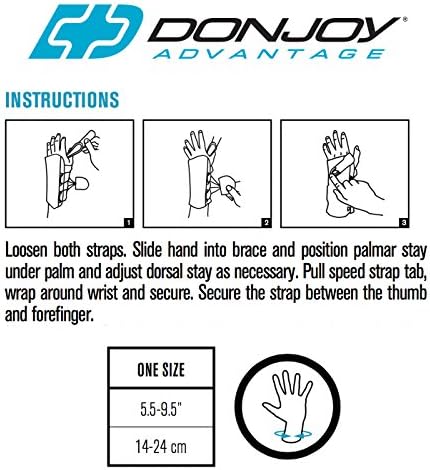 DonJoy Advantage DA161WB02-BLK-R Stabilizing Speed-Wrap Wrist Brace for Carpal Tunnel, Sprains, Strains, Tendonitis, Instabilities, Palm/Dorsal Stays
