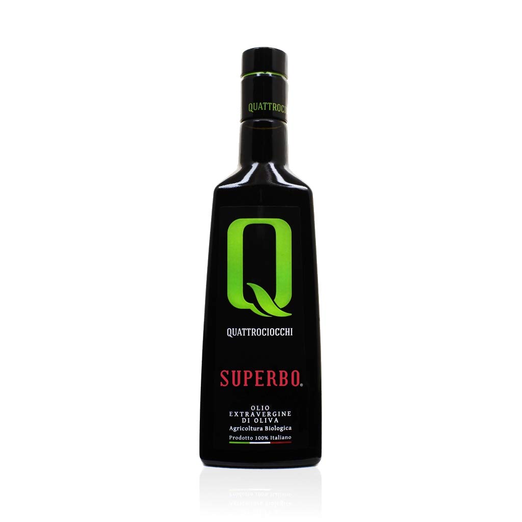 Quattrociocchi Superbo Organic Extra Virgin Olive Oil 500ml – Extreme Intensity Moraiolo Olive Oil from Lazio Italy – Cold Pressed High Polyphenol Award-Winning Oil for Cooking