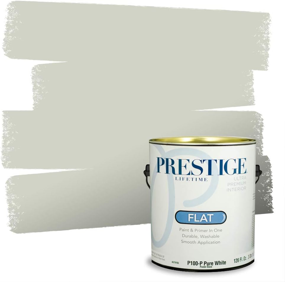 PRESTIGE Paints Exterior Paint and Primer In One, 1-Gallon, Flat, Comparable Match of Sherwin Williams* Coastal Plain*