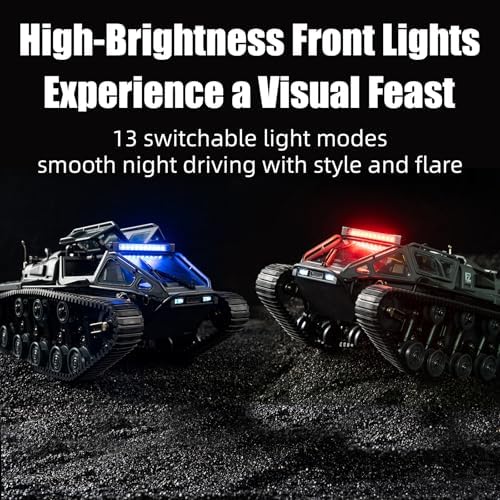XINGRUI 1:18 RC Military Truck, 50 Min Playtime Remote Control Car, 2.4Ghz 4WD Off-Road Vehicle, All Terrain Toy with LED Lights, Gift for Boys Girls Ages 6+