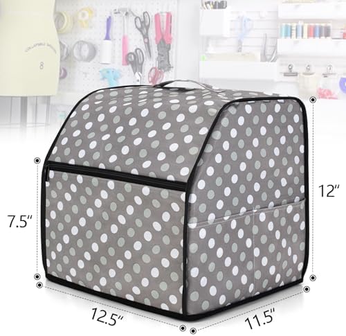 LUXJA Serger Machine Cover with Storage Pockets, Gray Dots