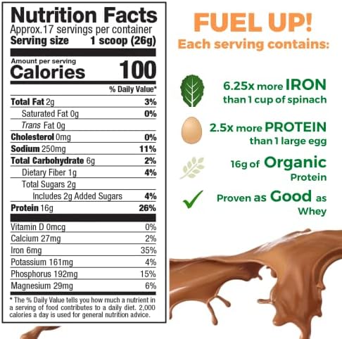 Raw Pea Protein Powder, Vegan Plant Based Protein, BCAA, Low-Carb, Low-Sugar, Chocolate Power, 1 Pound (Pack of 1)