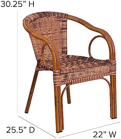 Flash Furniture Rattan Chair with Aluminum Frame, Burning Brown/Red Bamboo | Durable Construction, Commercial Use