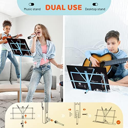 CAHAYA Sheet Music Stand Portable Folding Dual Use Desktop Book Holder
