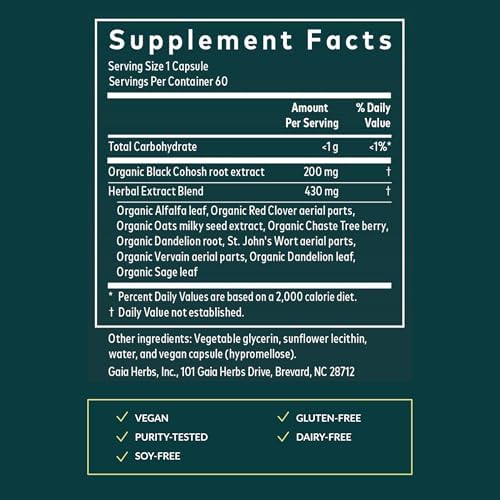Gaia Herbs Menopause Support Daytime - Helps Support Hormone Balance & Well-Being for Women* - with Vitex, Black Cohosh