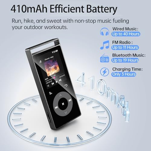 90GB MP3 Player Bluetooth 5.3, HiFi Sound Music Player with Touch Buttons | MP3 Players with Built-in Color Screen, E-Books, Earphones Included
