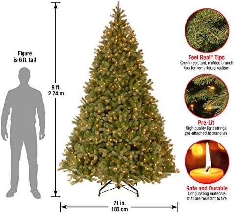 National Tree Company 7.5ft Pre-Lit Downswept Douglas Fir Christmas Tree | 750 Clear Lights, 1,867 Tips, Includes Stand, Artificial, Green