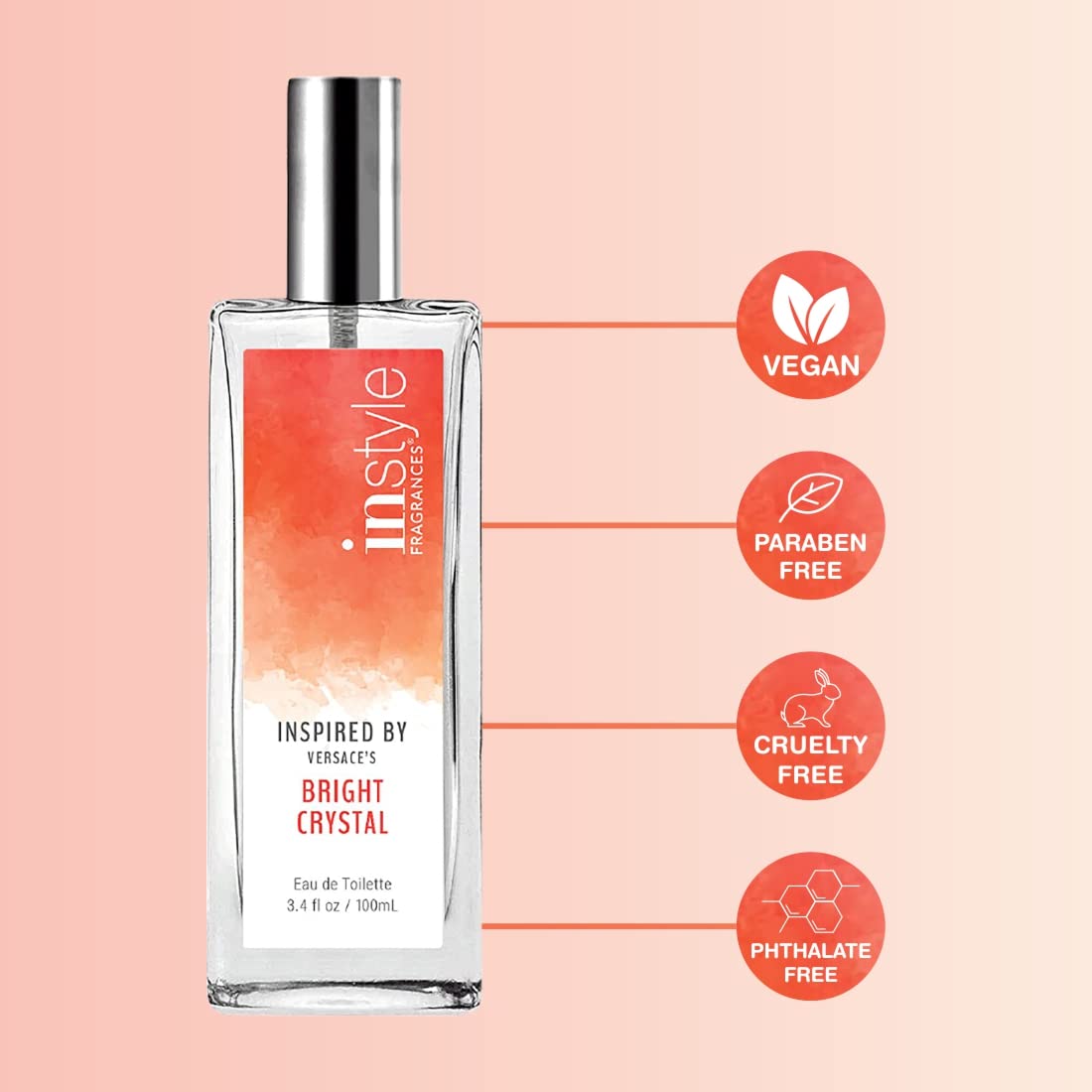 Instyle Fragrances | Inspired by Ralph Lauren's Romance | Women’s Eau de Toilette | Vegan, Paraben Free, Phthalate Free | Never Tested on Animals | 3.4 Fluid Ounces