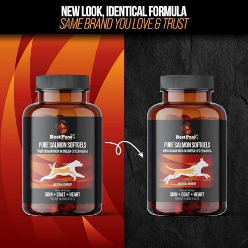 Wild Alaskan Salmon Oil for Dogs and Cats | Omega 3 Fish Oil Soft Gel Capsules | Skin and Coat, Joint and Heart Support | 500mg EPA DHA | 60 Count