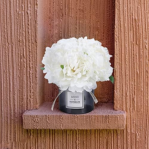 MOOMASS Artificial Peony and Glass vase, Ins Style Artificial Flower Glass Bottle Set, Suitable for Living Room, Dining Table, Office, Wedding