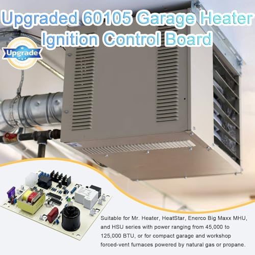 Upgraded 60105 Furnace Ignition Control Board for Mr Heater and HeatStar MHU HSU Series Enerco Big Maxx Overhead Compact Garage Workshop Forced Air Furnaces Natural Gas and Propane Up to 125000 BTU
