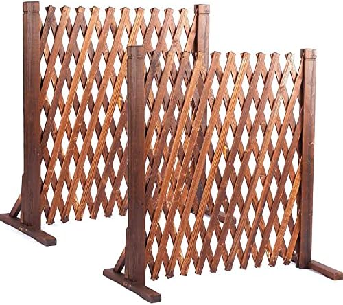 uyouous Garden Fence Wood Garden Fencing 2 Pack Extendable Instant Fence