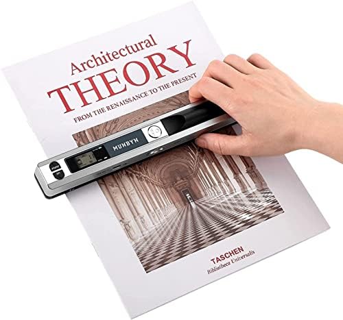 MUNBYN Portable Scanner, 900 DPI Handheld Wand Scanner, A4, 16GB SD, Black | A4 document/photo scanning, JPG/PDF output, flat scanning, USB transfer to PC/laptop, 16GB SD card included, no driver needed