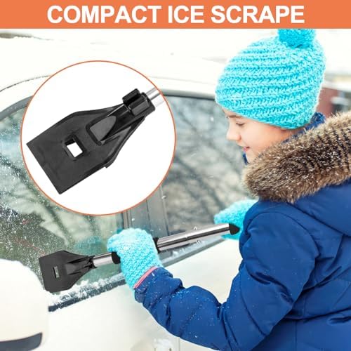3-in-1 Portable Snow Shovel Kit with Ice Scraper and Snow Brush | Emergency Collapsible Design Snow Remover Set for Garden, Camping, Car