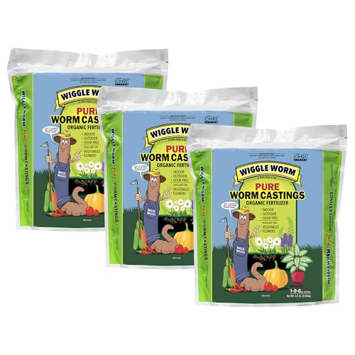 Wiggle Worm 100% Pure Organic Worm Casting Fertilizer, 4.5lb | Mineral-Dense Formula Improves Soil Fertility, Aeration & Healthy Root Growth for Houseplants & Vegetables, Resealable Bag