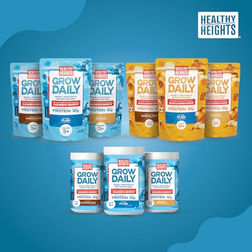 Healthy Heights Grow Daily Kids Protein Drink Mix (Chocolate) - High Protein Shake for Kids 3+, 21.6 oz